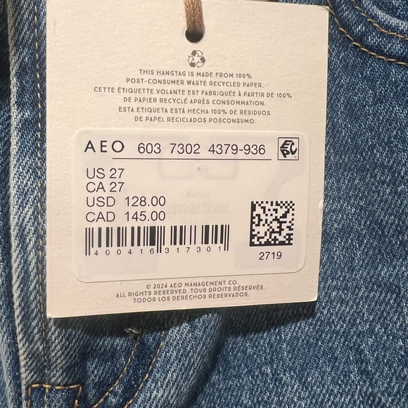 American Eagle Vintage Straight NWT size 4 27 - Picture 3 of 6